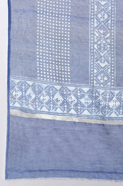 Indigo Dabu Printed Cotton Silk Drape