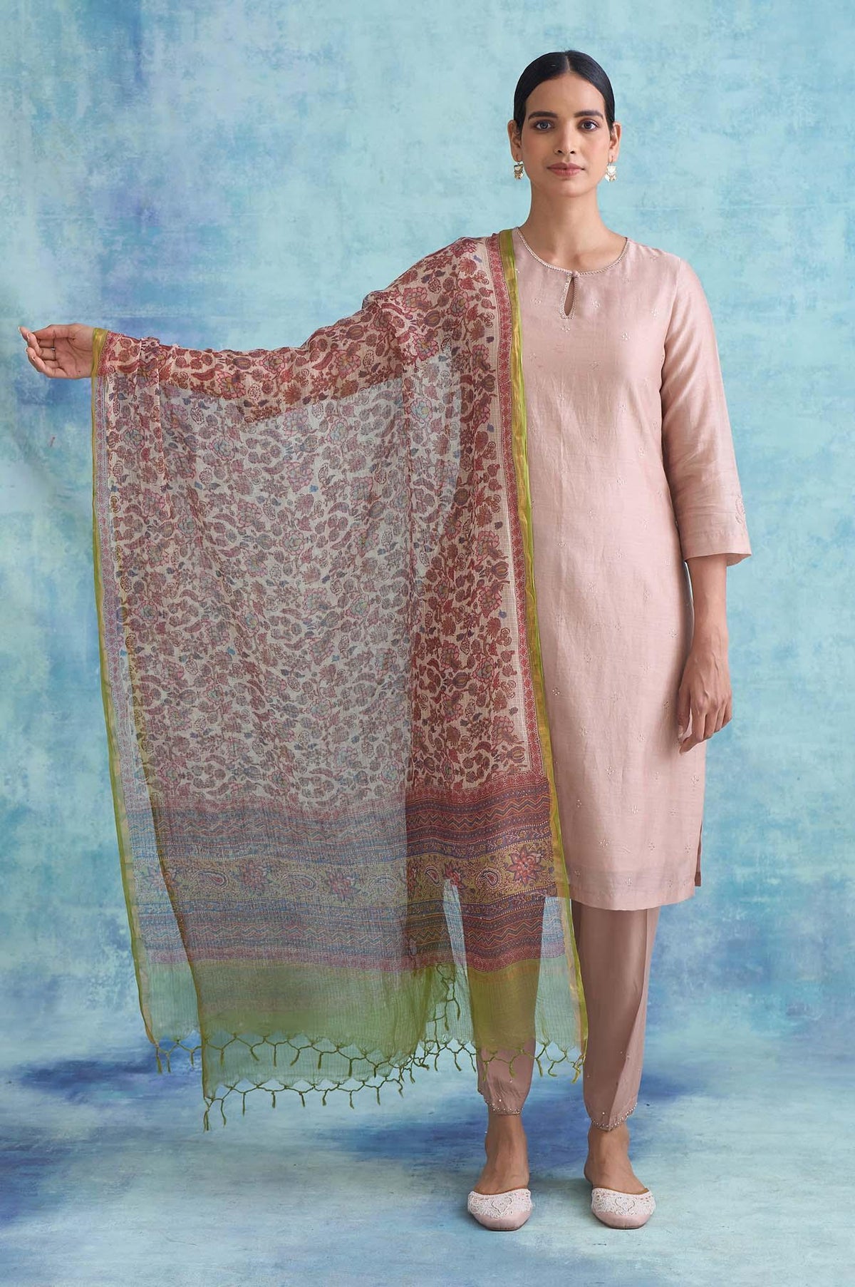 Folksong By W Floral Multicoloured Printed Kota Drape - FS