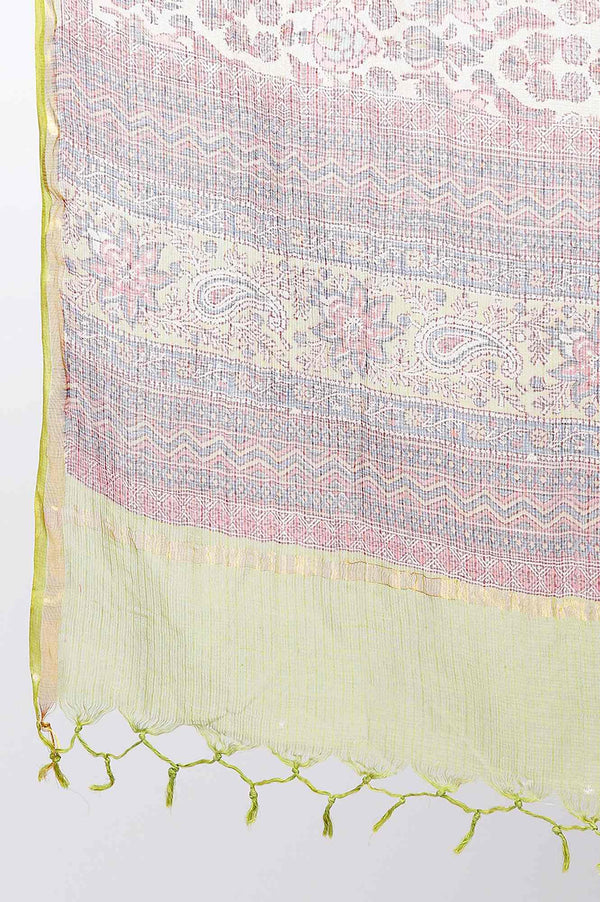 Folksong By W Floral Multicoloured Printed Kota Drape