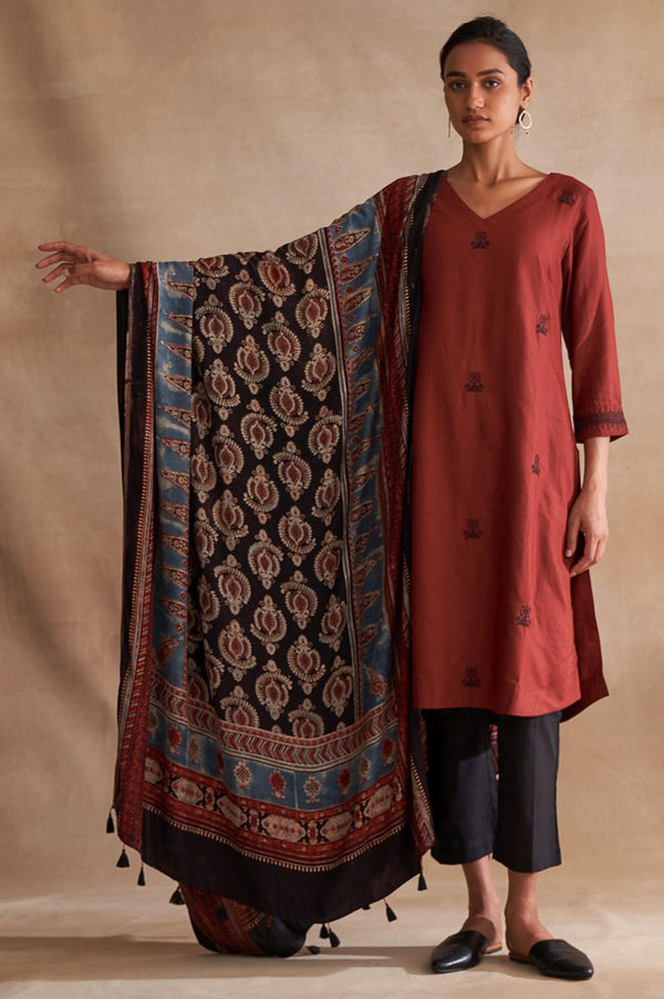 Multicoloured Ajrakh Print Dupatta