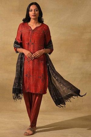 Black Printed Cotton Silk Drape