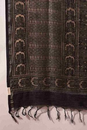 Black Printed Cotton Silk Drape