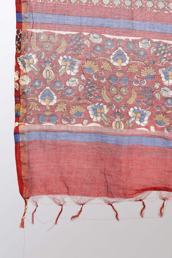 Folksong By W Red Printed Cotton Silk Drape