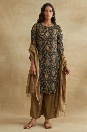 Olive Cotton Silk Drape