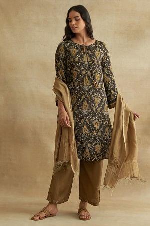 Olive Cotton Silk Drape