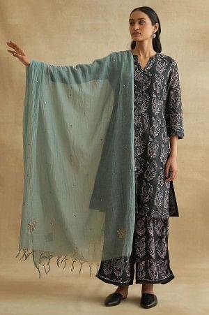 Light Blue Cotton Silk Drape - FS