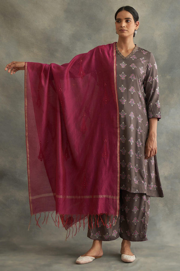 Fuchsia Solid Cotton Silk Drape