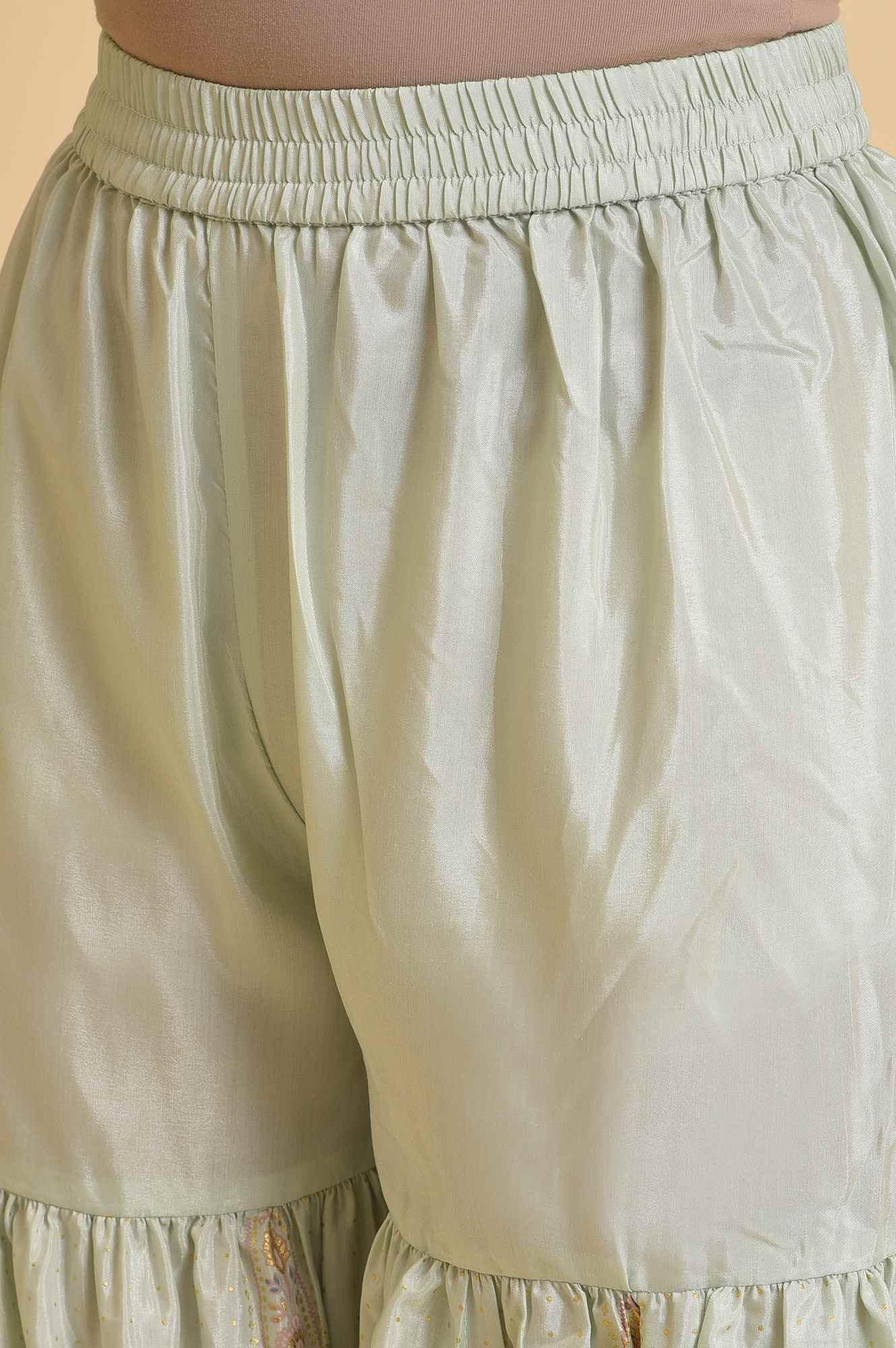 Dark Green Embellished Velvet kurta, Sharara And Dupatta Set - wforwoman