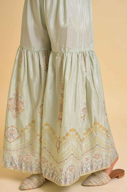 Dark Green Embellished Velvet kurta, Sharara And Dupatta Set - wforwoman