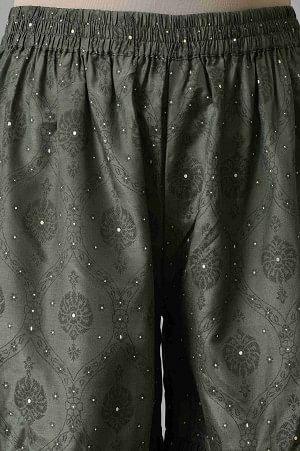 Dark Purple Velvet kurta With Grey Sharara And Dupatta - wforwoman