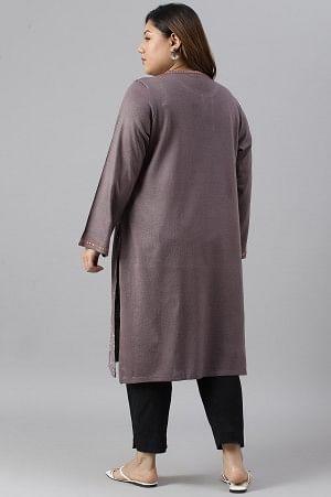 Purple Paisley Printed Plus Size Winter kurta