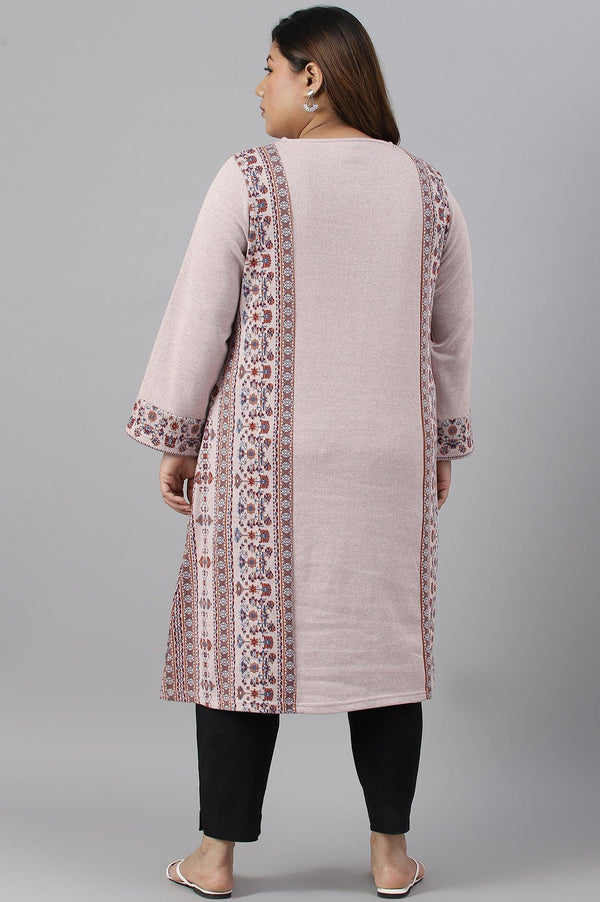 Pink Panelled A-Line Plus Size Winter kurta