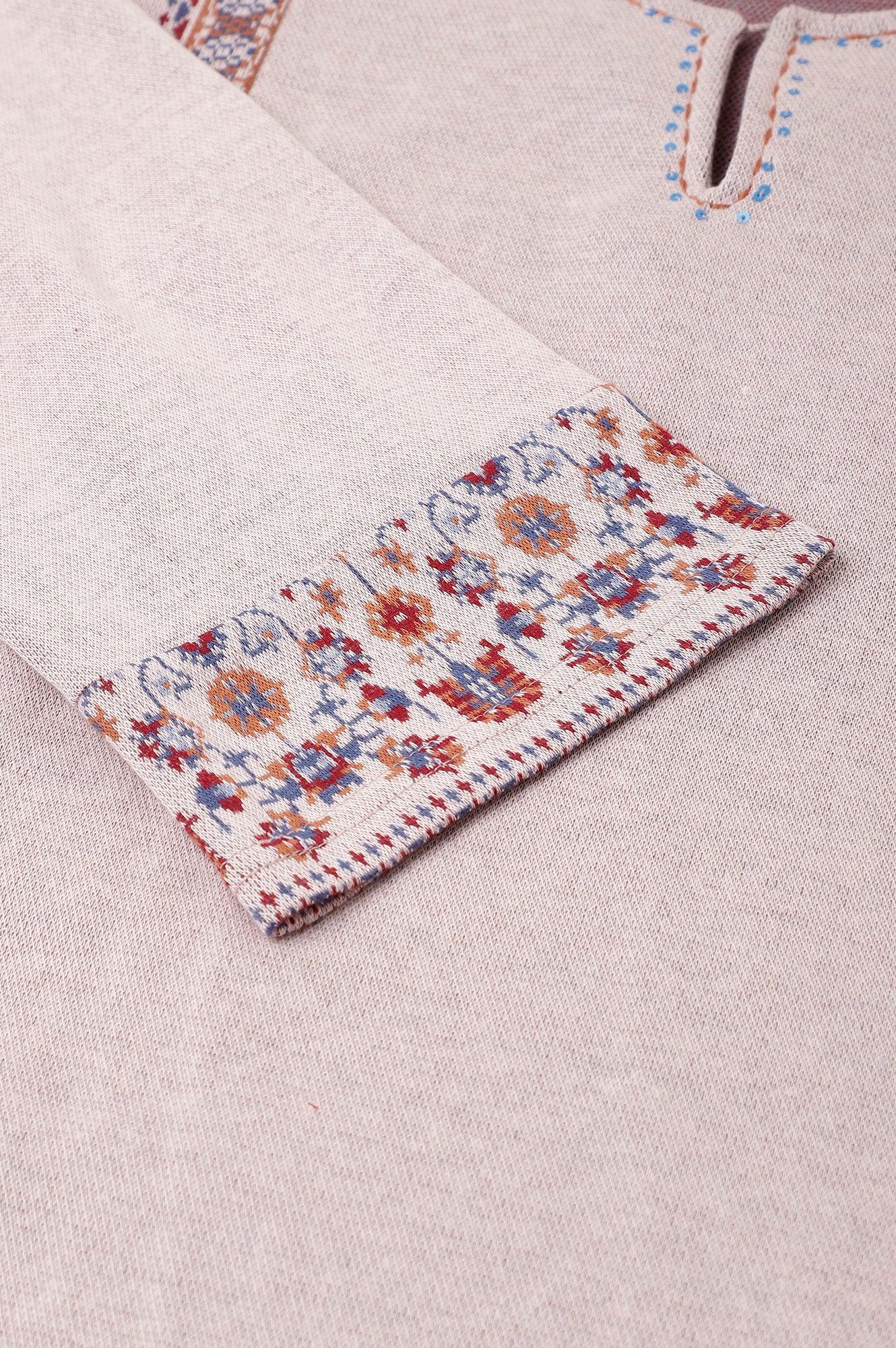 Pink Panelled A-Line Plus Size Winter kurta - wforwoman