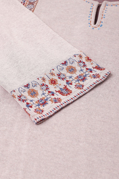 Pink Panelled A-Line Plus Size Winter kurta - wforwoman