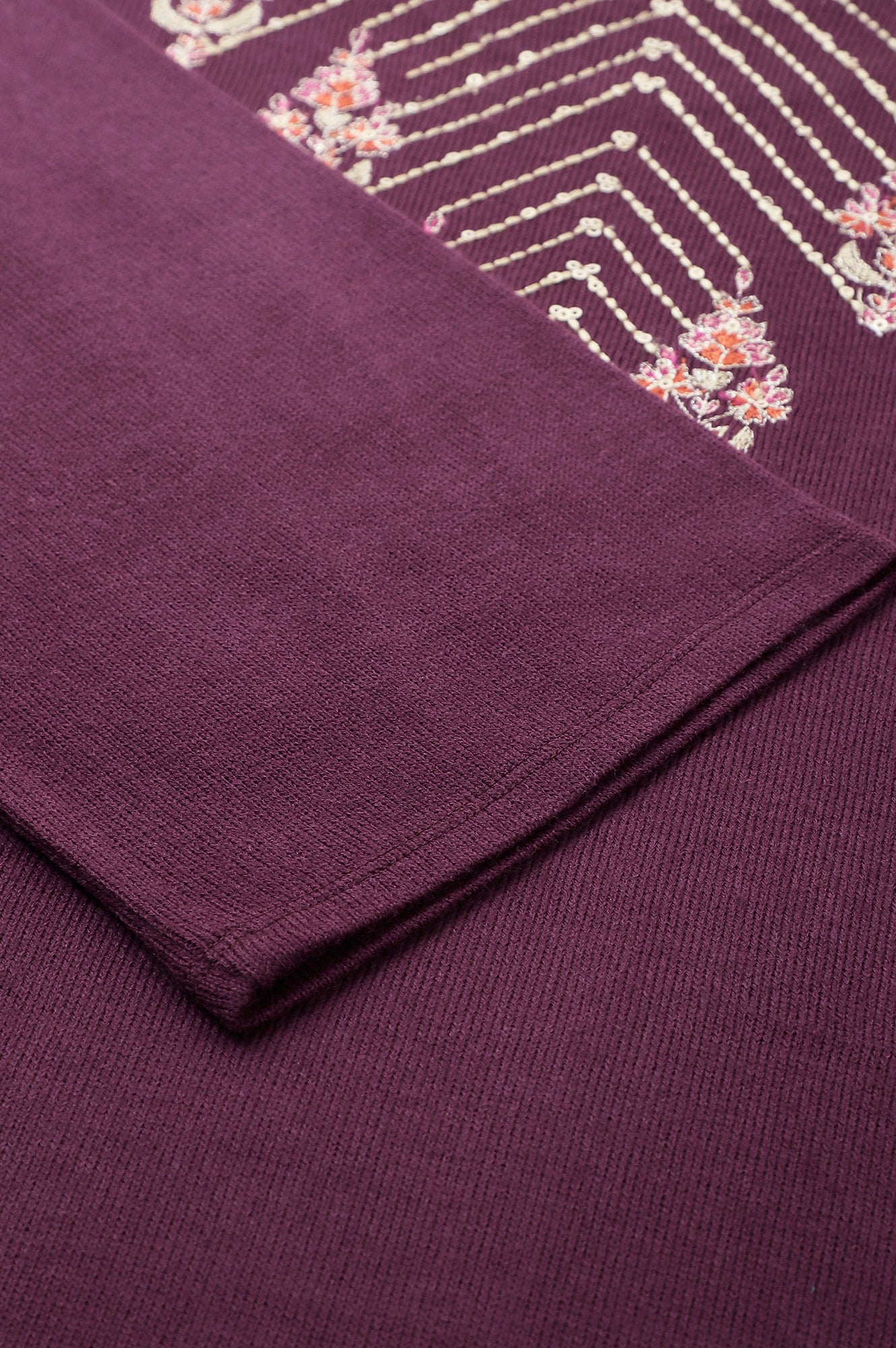 Purple A-Line Embroidered Plus Size Winter kurta