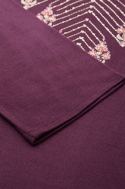 Purple A-Line Embroidered Plus Size Winter kurta