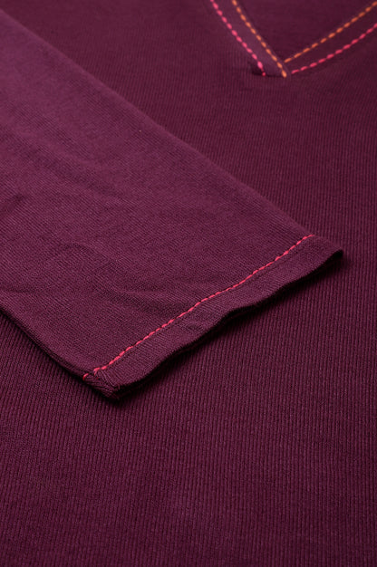 Purple A-Line Embroidered Plus Size Winter kurta