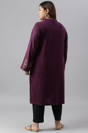 Purple Floral Printed Plus Size Winter kurta