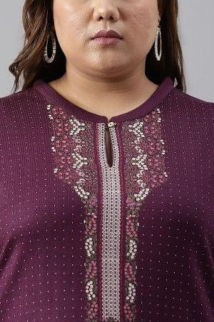 Purple Floral Printed Plus Size Winter kurta