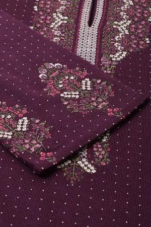Purple Floral Printed Plus Size Winter kurta
