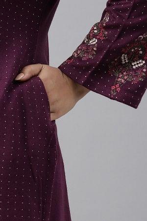 Purple Floral Printed Plus Size Winter kurta