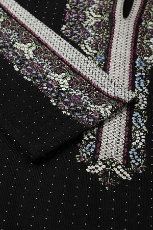 Black Floral Printed Straight Winter Plus Size kurta - wforwoman