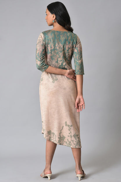 Ecru Western Dress With Floral Print - wforwoman