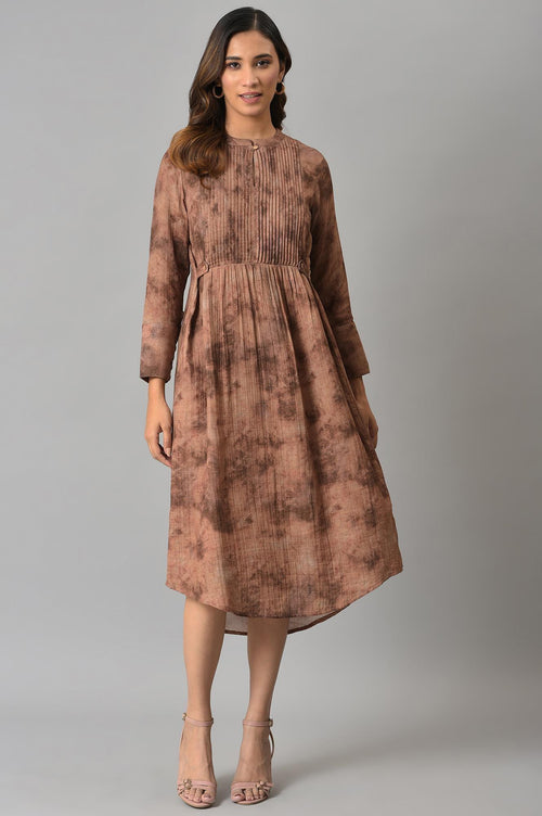 Buy Dark Brown Abstract Printed Western Dress Online for Woman | WforWoman Buy Dark Brown Abstract Printed Western Dress Online for Woman | WforWoman