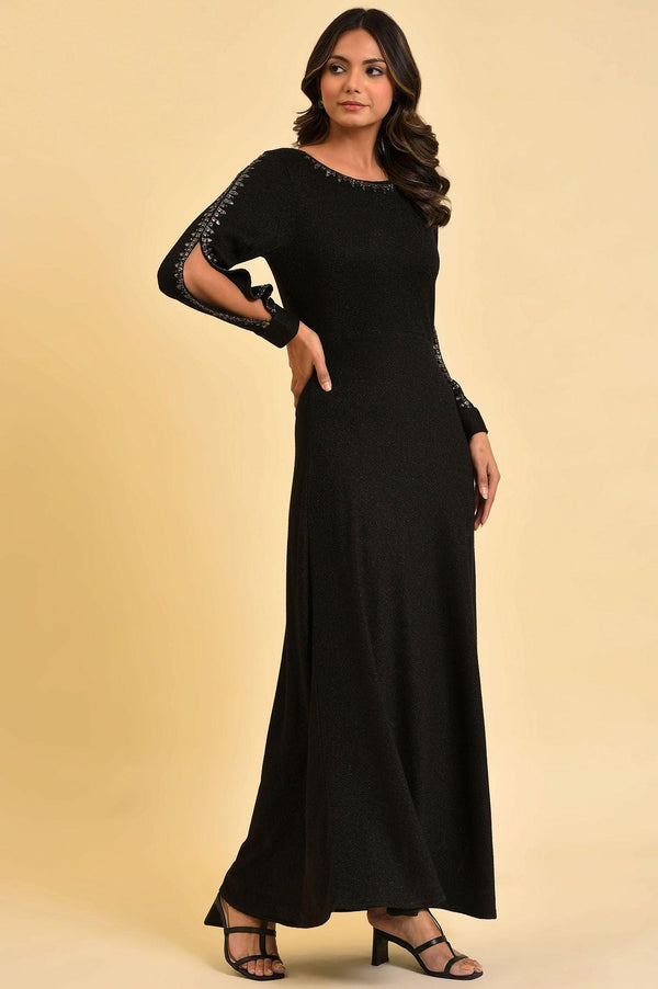 Black Full Length Embellished Dress