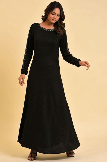 Black Full Length Embellished Dress - wforwoman