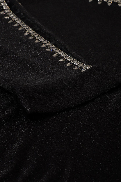 Black Embellished Plus Size Festive Winter Dress - wforwoman