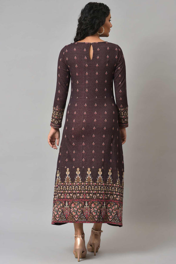 Purple Jacquard Sequin Winter Dress