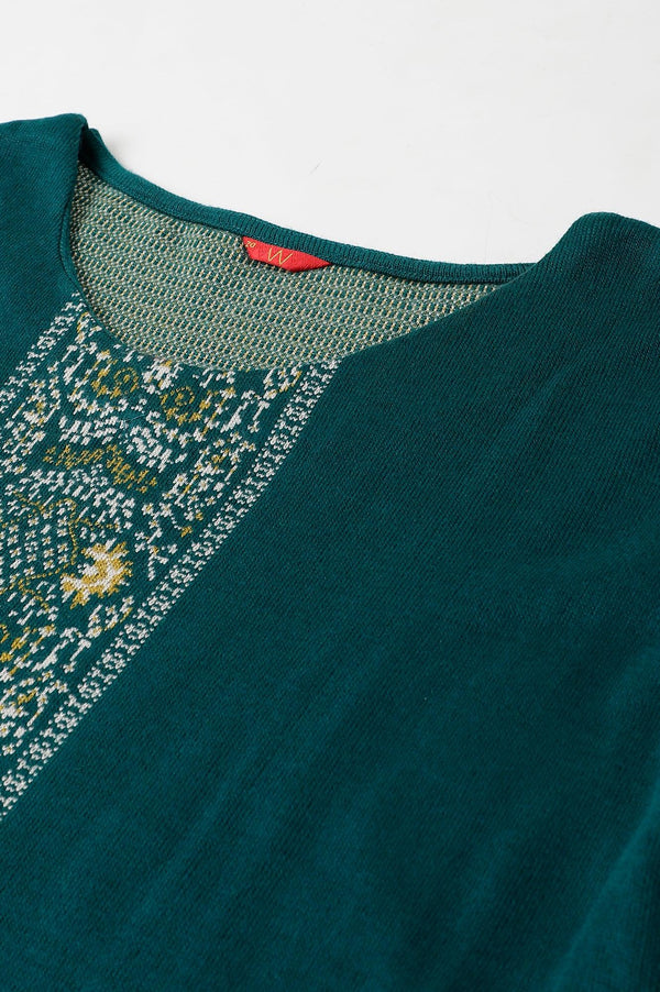 Green Straight Printed Plus Size Winter kurta