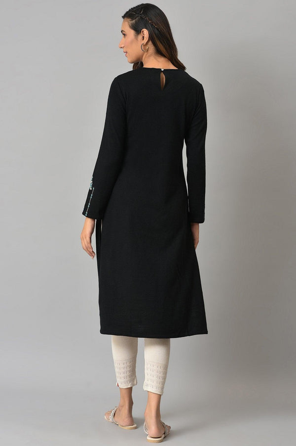 Black Embroidered Winter kurta