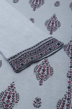 Blue Printed Knitted Winter Plus Size kurta - wforwoman