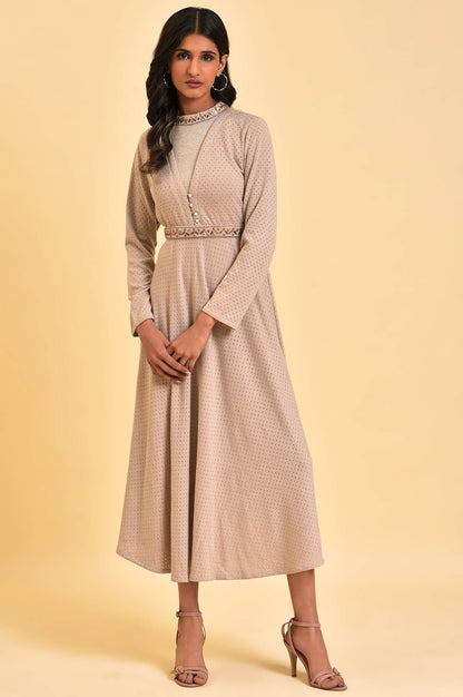 Grey Mock Layered Plus Size Embellished Dress