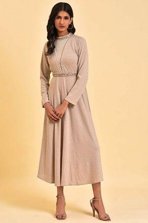Grey Mock Layered Embellished Dress - XS