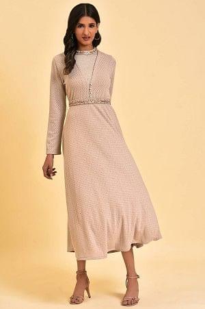 Grey Mock Layered Embellished Dress - wforwoman