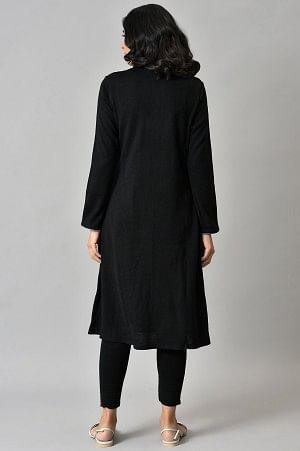 Plus Size Black Acrylic Statement Winter Kurta