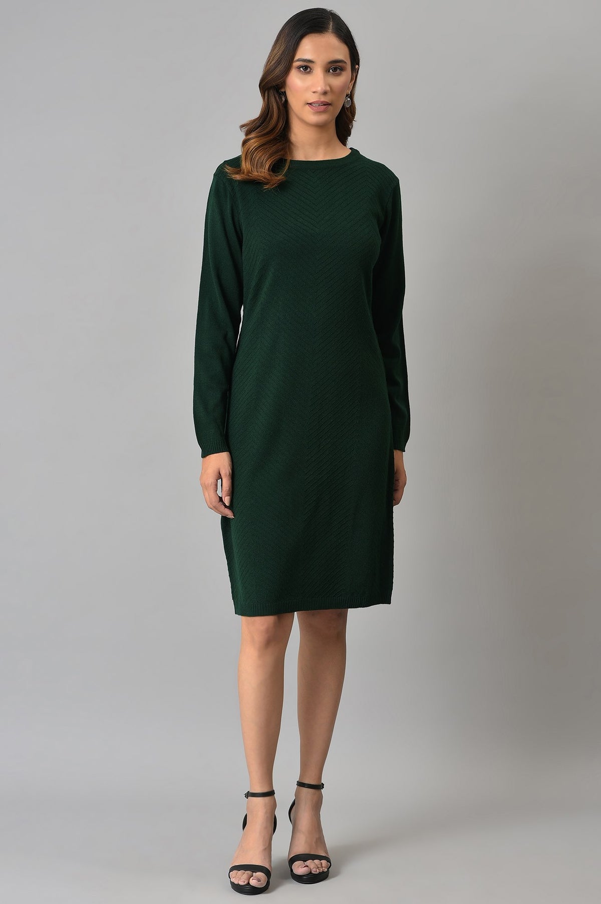 Green Knitted Winter Dress - XS