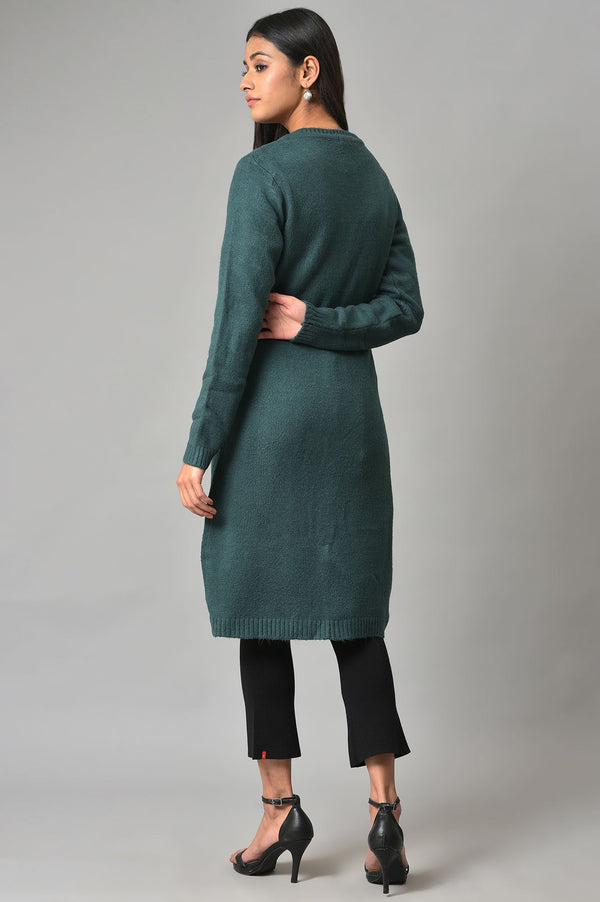 Blue Embroidered Women Cardigan