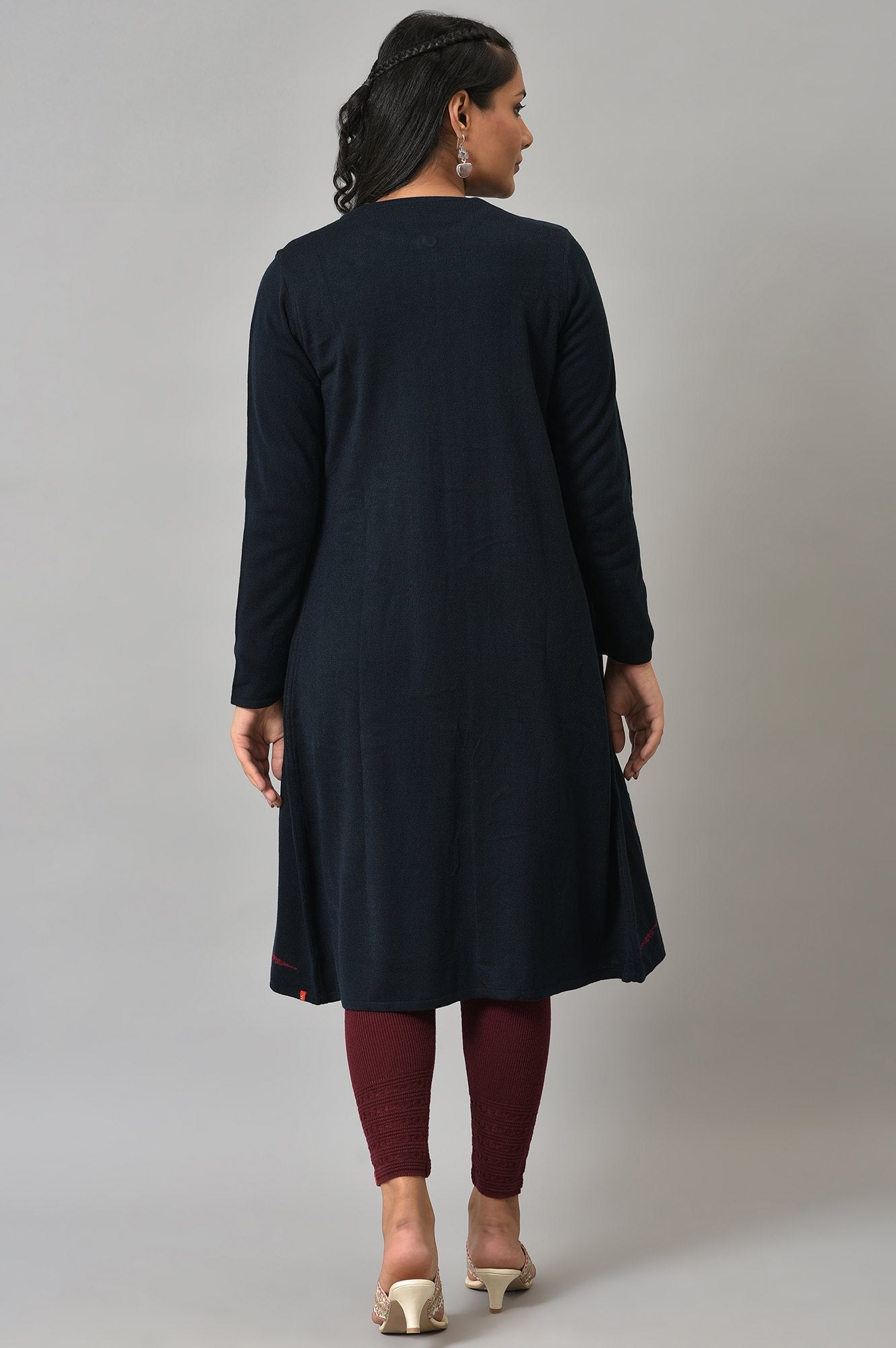 Blue And Red Floral Printed Reversible Cardigan