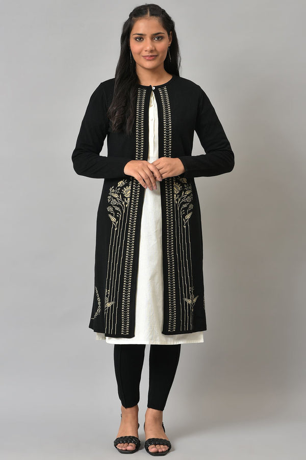 Black Reversible Front Open Women Cardigan