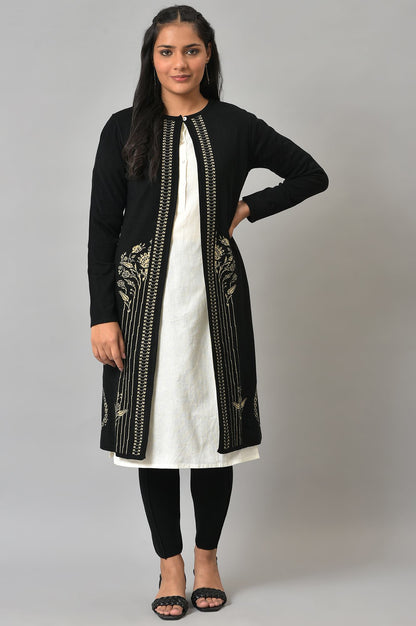 Black Reversible Front Open Women Cardigan