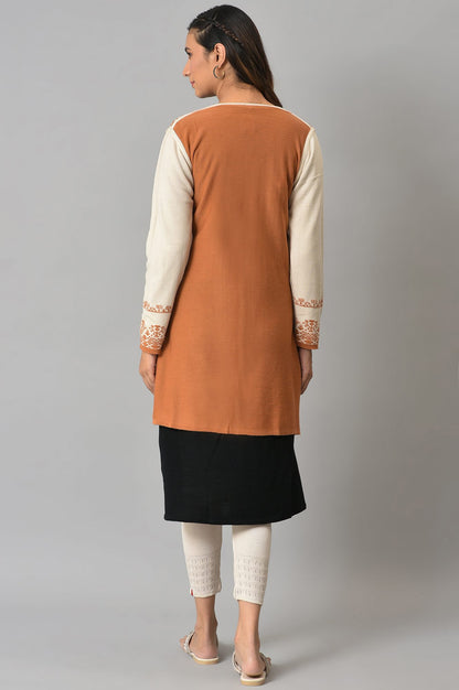 Orange Geometric Printed Reversible Cardigan