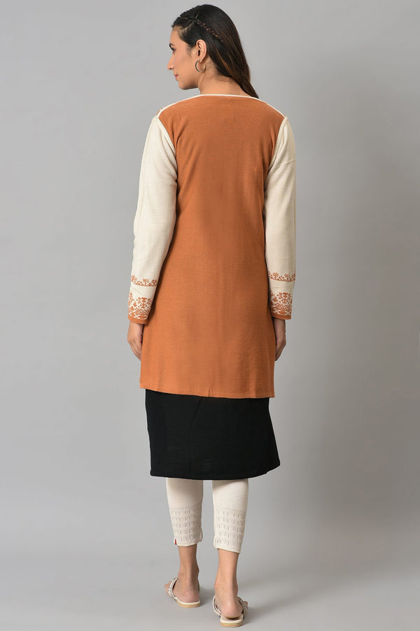 Orange Geometric Printed Reversible Cardigan