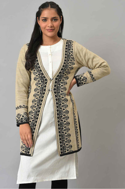 Black Reversible Jacquard Women Cardigan