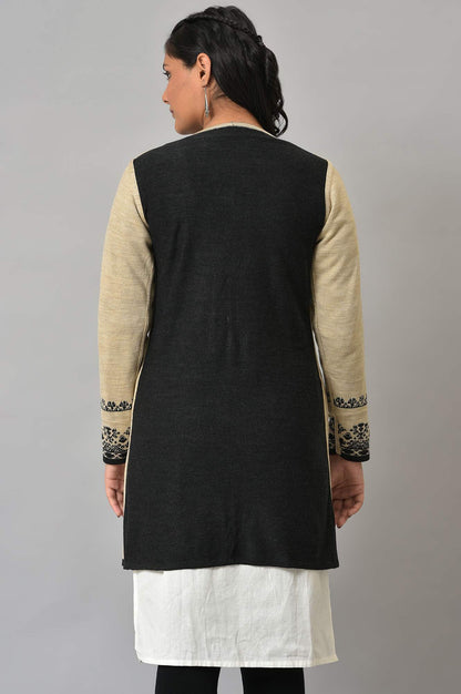 Black Reversible Jacquard Women Cardigan