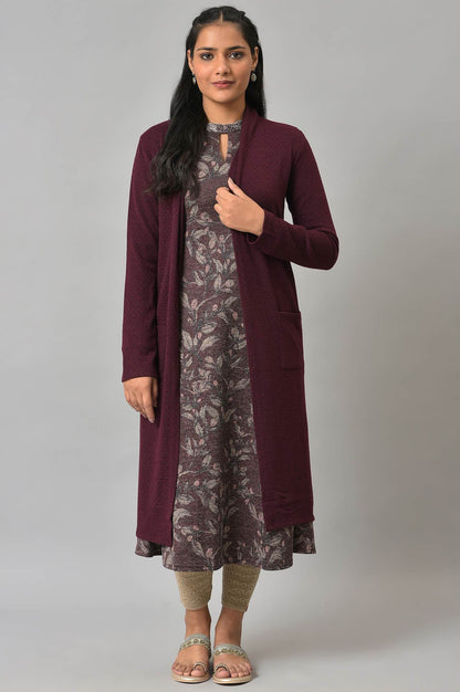 Dark Purple Knitted Women Winter Shrug