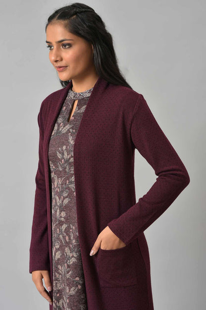 Dark Purple Knitted Women Winter Shrug